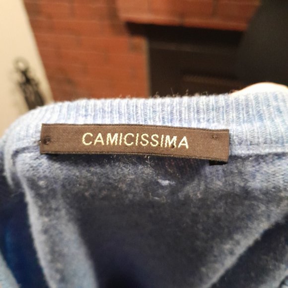 Camicissima Womans Blue Cashmere Merino Wool Blend Sweater – Luxe Cozy - Picture 6 of 7